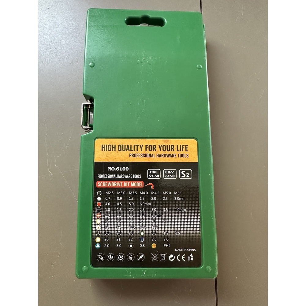 NO.6100 100pc Precision Screwdriver Bit Set Torx T6 M4.5 Green Case